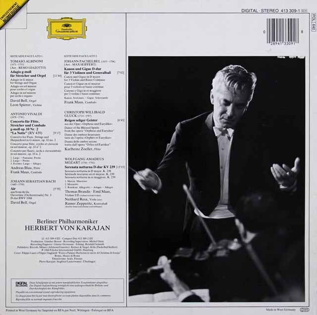 LP レコード カラヤンのアルビノーニ/アダージョほか 独DGG 3510