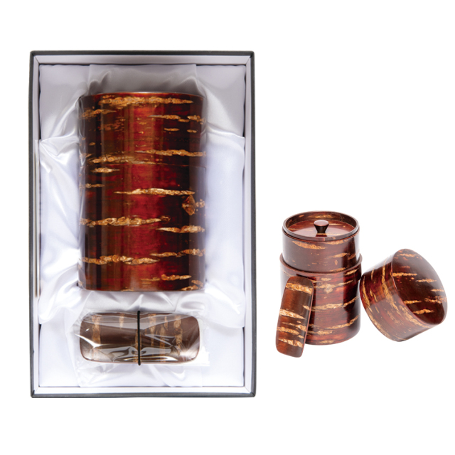 桜皮細工茶筒桐箱入（サクラカワサイクチャッヅツ） 極上ぐり茶