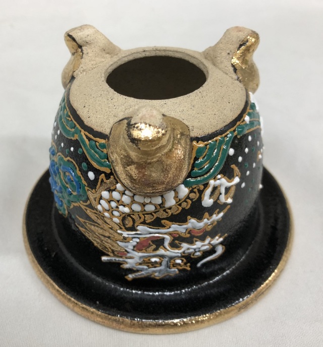 京楽焼 富貴蘭鉢 錦鉢 上模様 竜 3.5号