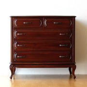 ハイチェスト チーク 無垢材 シンプル おしゃれ 幅45 チークスリム五段