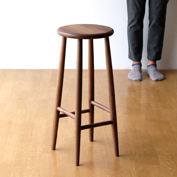 ハイスツール 天然木 無垢材 ウォールナット 木製 ウッドスツール