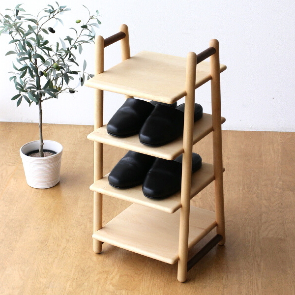 スリッパラック 木製 4足 天然木 ブナ材 スリッパ棚 棚式 ナチュラル