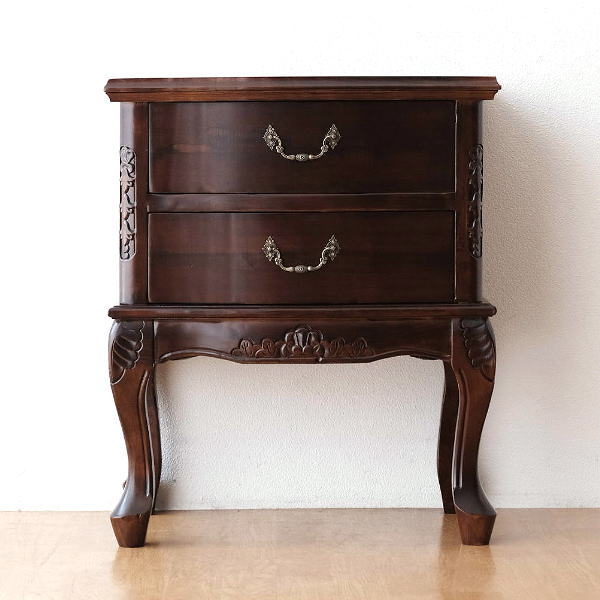 チェスト アンティーク 家具 木製 2段 完成品 棚 タンス サイド