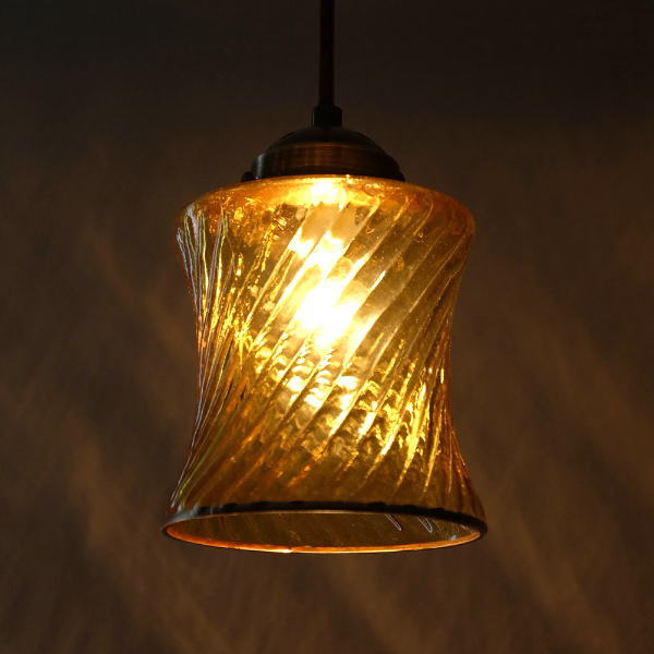 ペンダントライト ガラス おしゃれ イエロー アンティーク レトロ