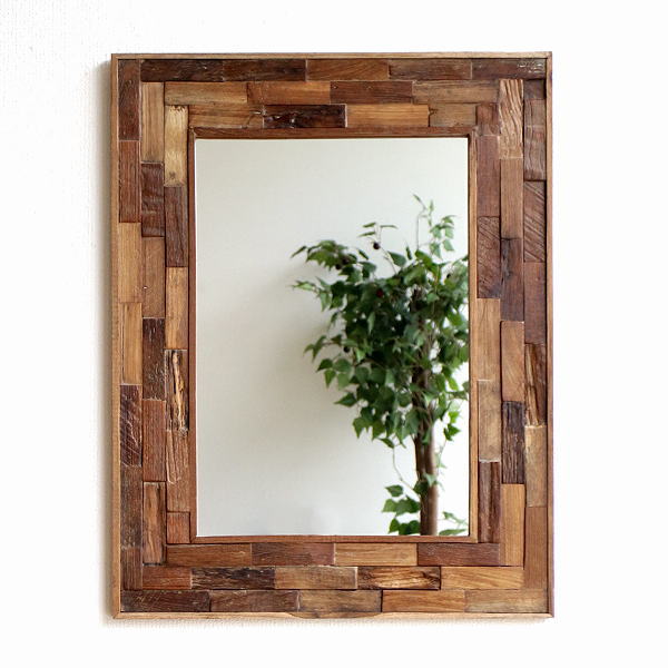 鏡 アンティーク 木製 ガソリン 壁掛け ウォールミラー GASOLINE 新品