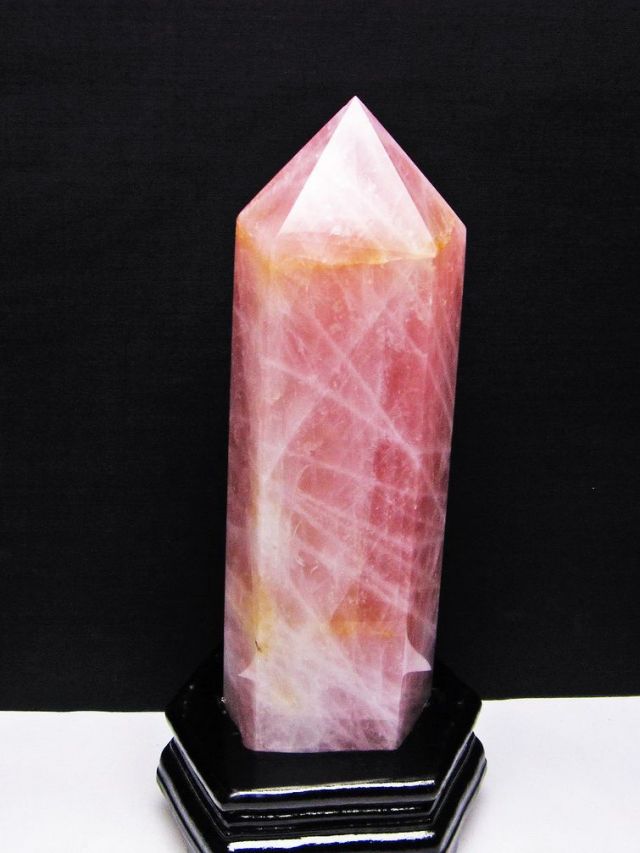 天然石高品質大きいストロベリークォーツ六角柱ポイント1095g