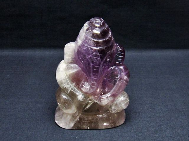 アメジスト ガネーシャ 彫刻品 置物[T42-458]