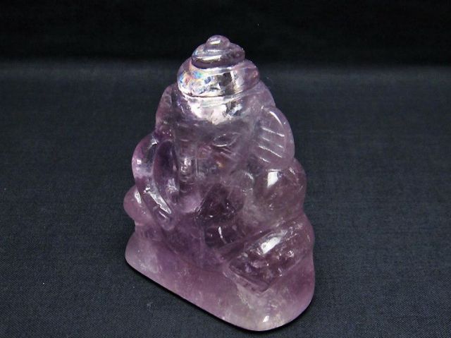 アメジスト ガネーシャ 彫刻品 置物[T42-478]