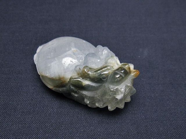 パワーストーン 天然石 スーパーファントム水晶 龍亀 置物[T801-530]