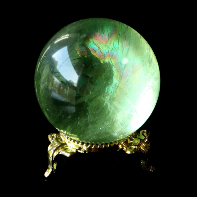 グリーン フローライト AAAAA 丸玉 直径 約43mm 虹入り レインボー