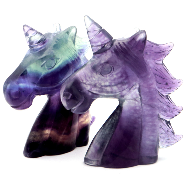 フローライト ユニコーン 置き物 オブジェ 飾り物 置物 蛍石 彫刻