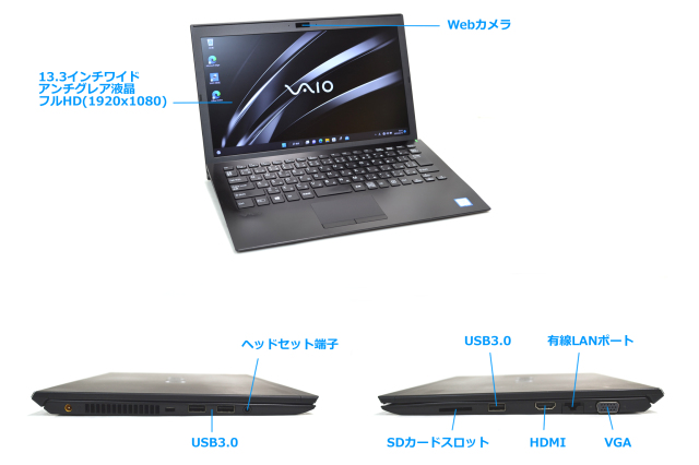 13.3型 フルHD Windows11 VAIO Pro PG VJPG11C11N Core i5 8250U M
