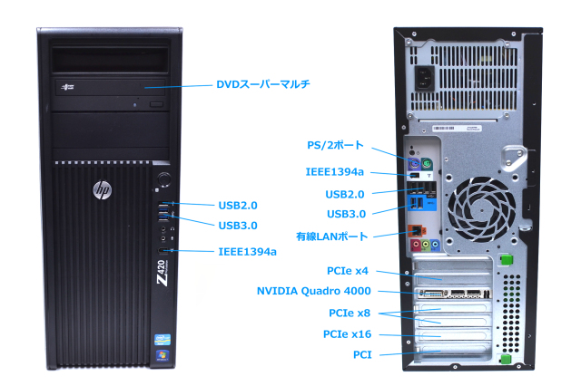 メモリ16GB 新品SSD512G HDD1T 水冷式 HP Z420 Xeon E5 1620 (3.60GHz