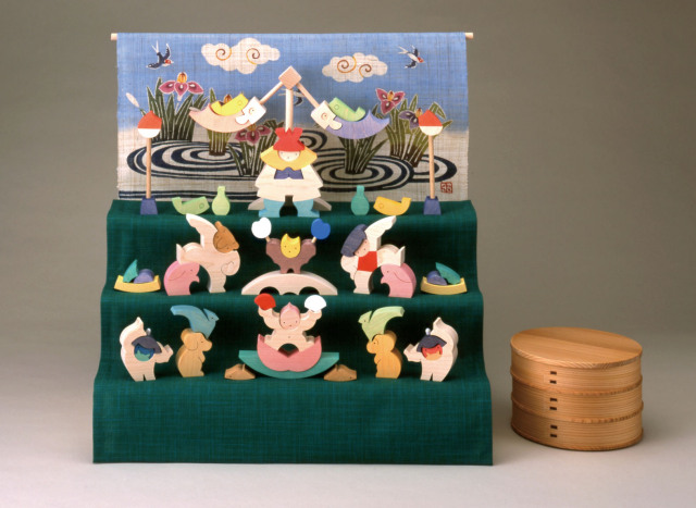 五月人形 遊プラン・小黒三郎 円武者とかがり火 木のおもちゃHANA