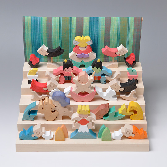 五月人形 遊プラン・小黒三郎 里山円武者五段飾り 組み木 初節句 木の