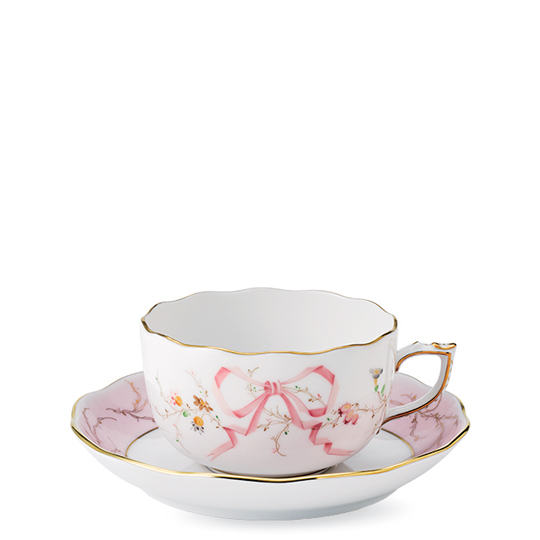ヘレンドリボン・ローズドラジェ] ティーカップ&ソーサー