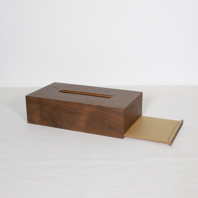 レギュラー/ウォールナット/スライド式＞木製ティッシュボックス 国産