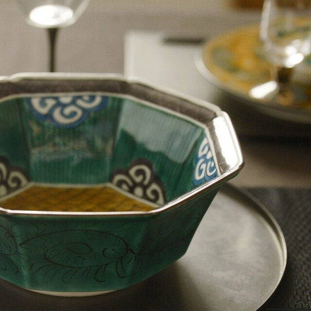 受注制作品] 瑛生の器（九谷美陶園）｜青海波文様八角七寸鉢｜作家の器