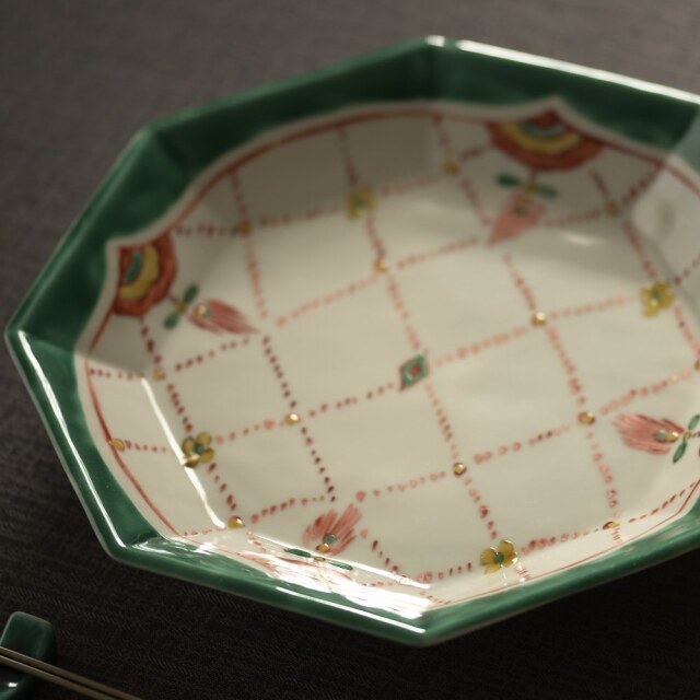 瑛生の器（九谷美陶園）｜（古）はは鳥文様八寸飾皿（切手付き）｜作家