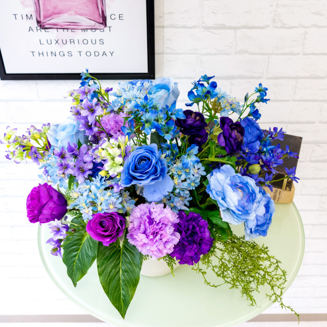 PAS012 造花アレンジメント/プラスチック合成樹脂鉢】フラワー