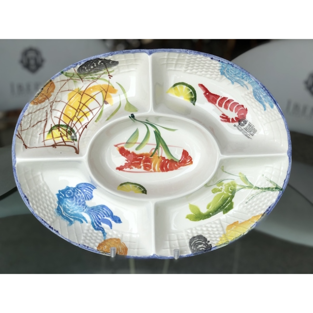 Mediterranean Pottery Plate - 地中海陶器皿 | Shrimp＆Fish Oval