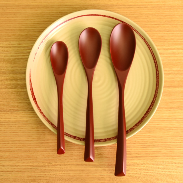 絆スプーン 中 消溜/朱 うるし 木製 漆塗り カトラリー 漆器の井助