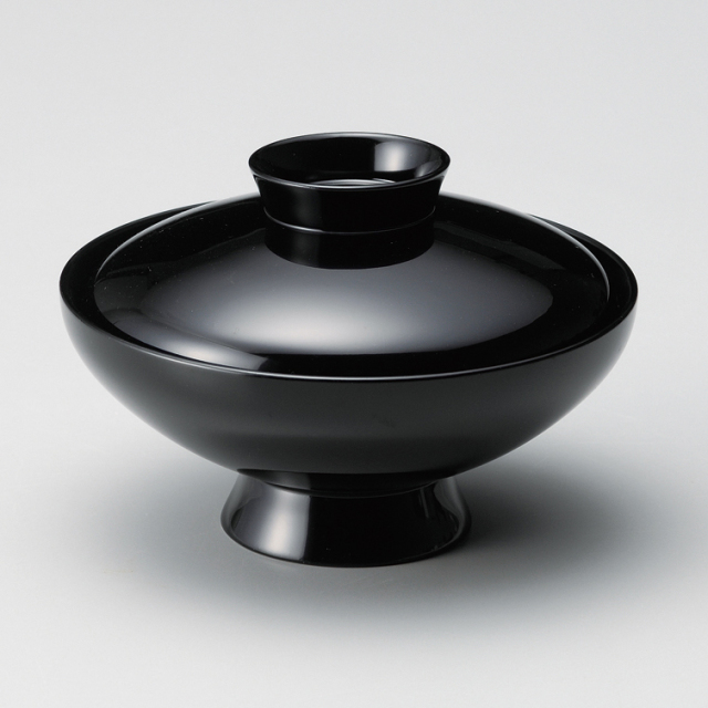 吸物椀 瓢 富士型 黒 5客セット 漆塗り (製造中止) 漆器の井助