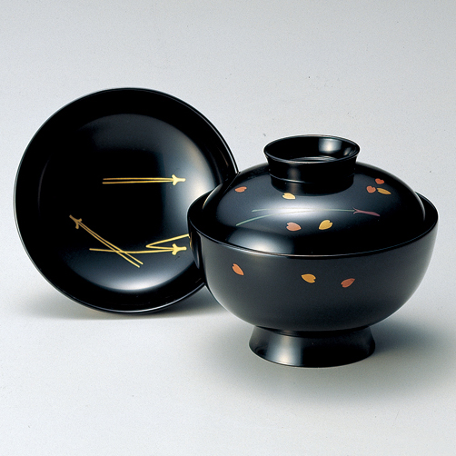 吸物椀 見返し松葉 溜 5客セット 【製造中止】 漆器の井助