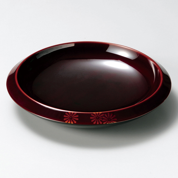 梅型菓子鉢 朱/黒 木製 12-08201/08202 漆器の井助