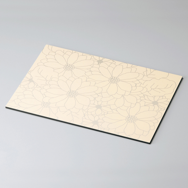 花柄ランチョンマット 白 金ライン/銀ライン 折敷 12-09601/09602 漆器