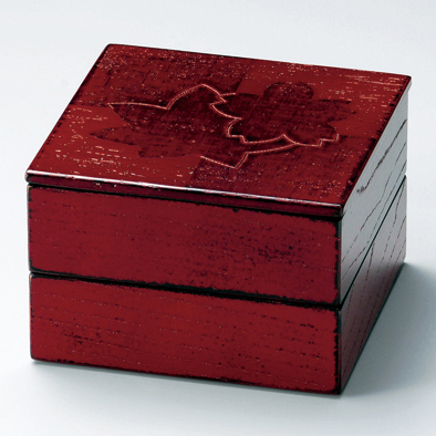 松くい鶴 丸二段重箱 黒 11-16203【製造中止】 漆器の井助