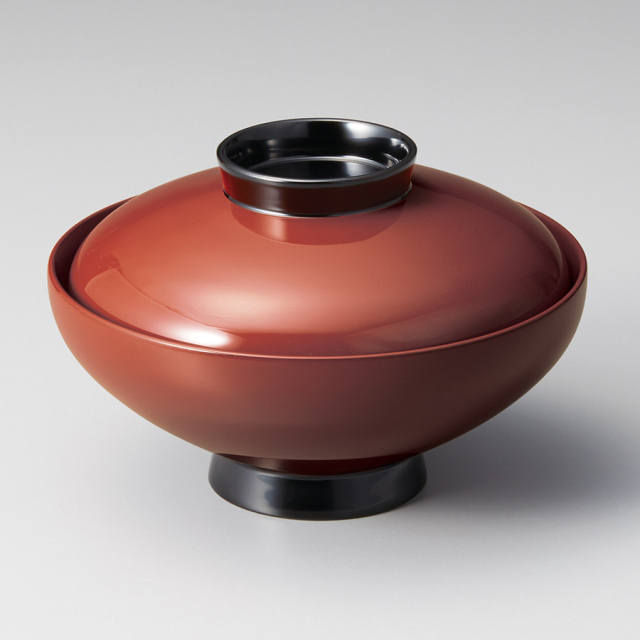 吸物椀 丸駒型 古代朱 木製 漆塗り 12-00503 漆器の井助