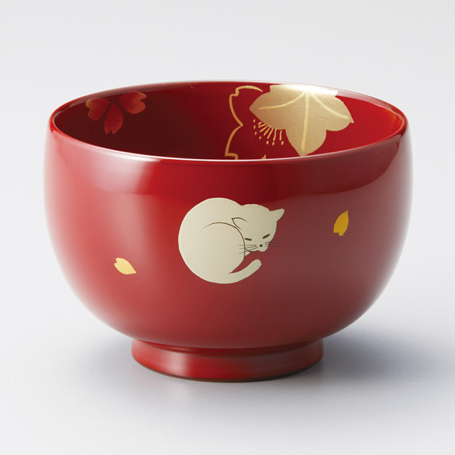 汁椀 牡丹彫 布袋 溜内黒 漆塗り 12-02201 漆器の井助