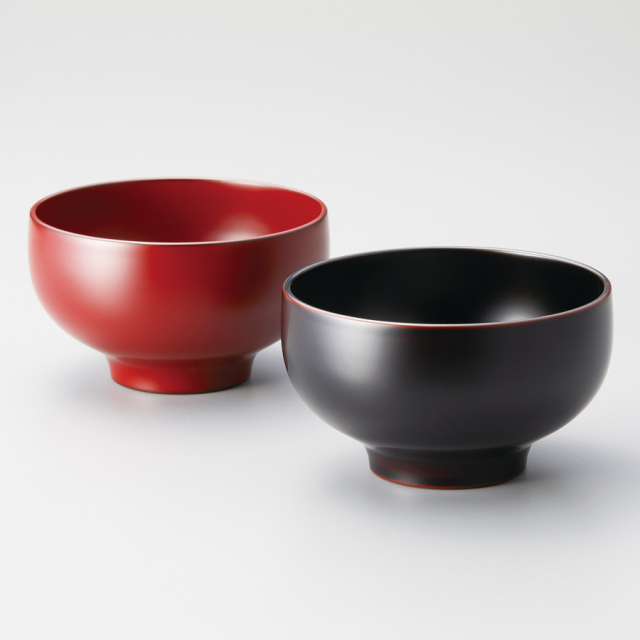 夫婦汁椀 羽反り 古代朱・溜内黒 2客セット 木製 漆塗り 12-03403 漆器