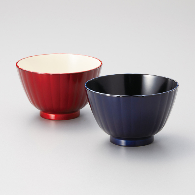 夫婦椀 金刷毛 多用椀ペア スプーンセット 吟朱・黒 2客セット 漆器の井助