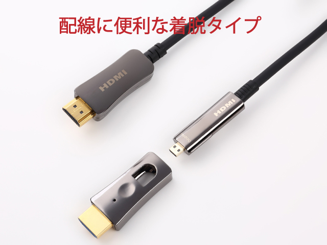 8K HDMI光ファイバーケーブル 20M 着脱式 光ファイバーHDMIケーブル