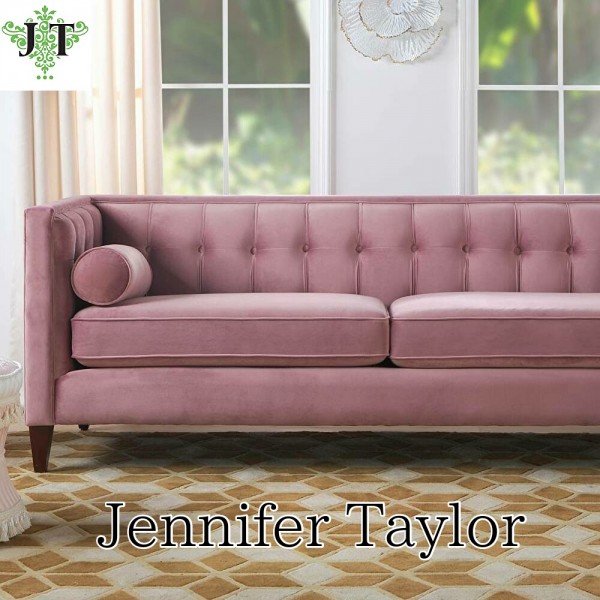 3人掛けソファ ファブリック ピンク チェスターフィールド ベロア 三