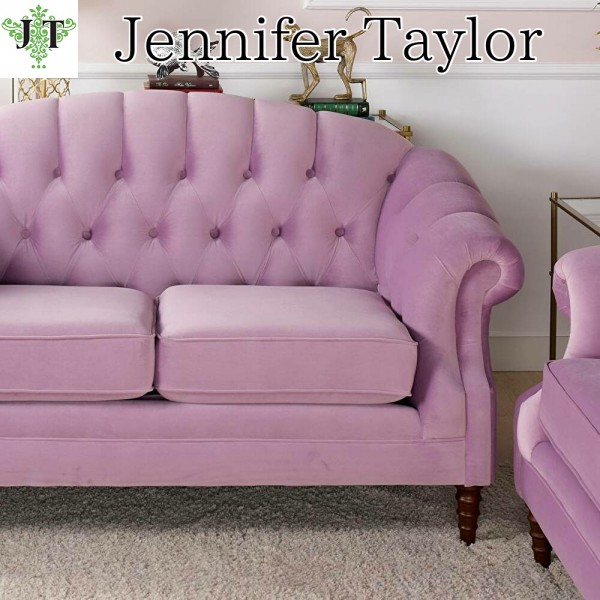 ジェニファーテイラー 2人掛けソファ 二人掛け ベロア ピンク ソファ
