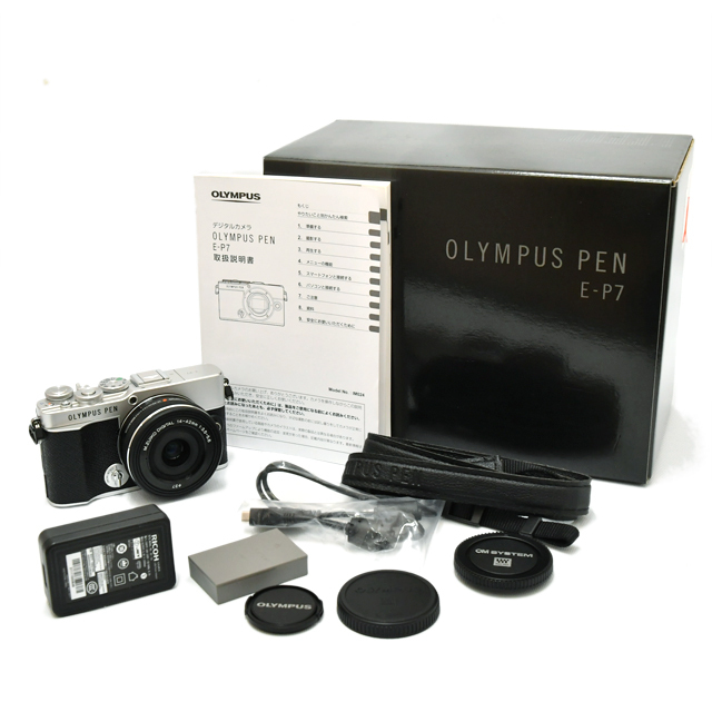中古】オリンパス ミラーレス一眼 PEN E-P7 シルバー・ M.ZUIKO 14