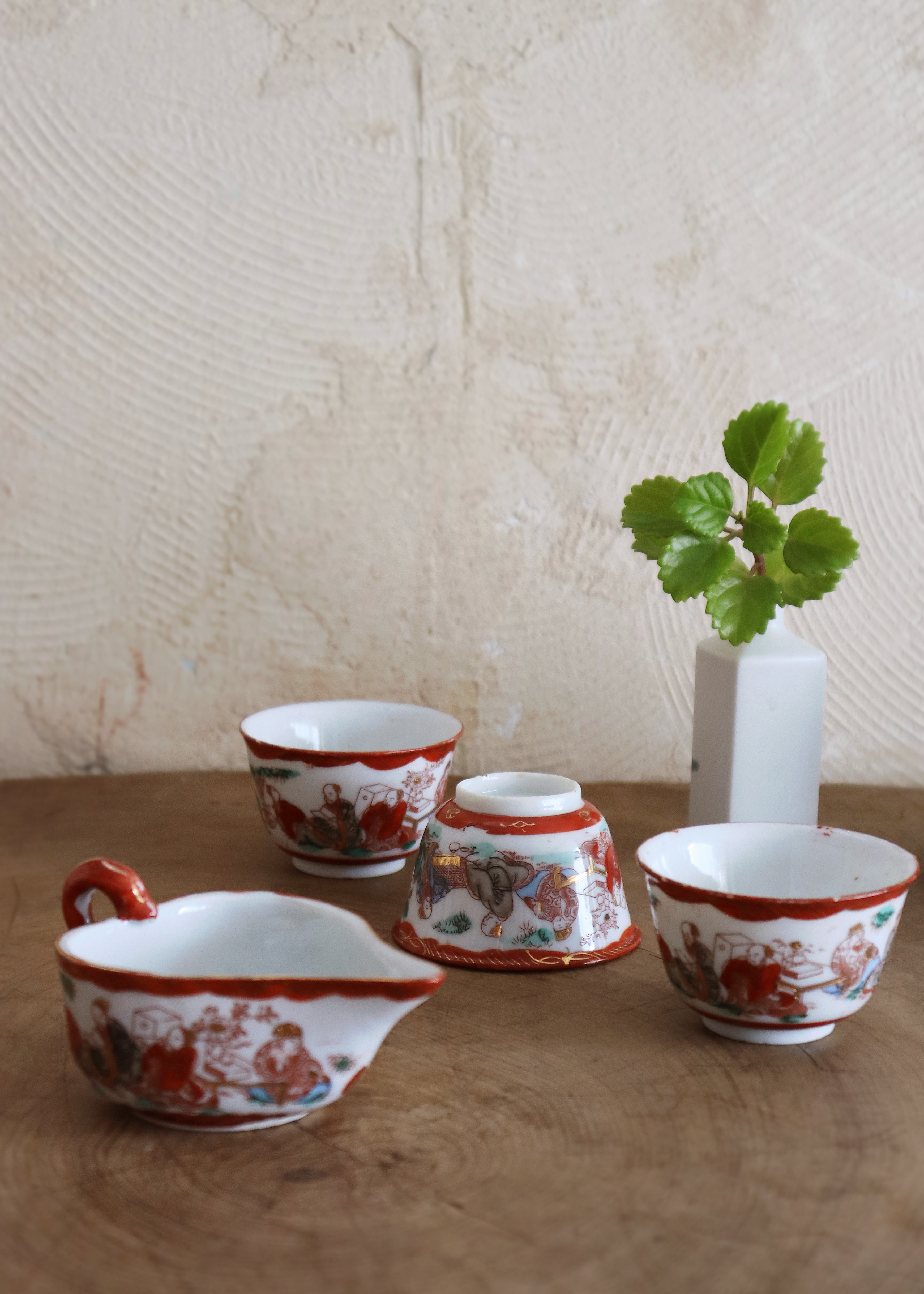 九谷湯冷まし煎茶茶碗3客セット 煎茶道具 小鉢 向付 色絵 和食器