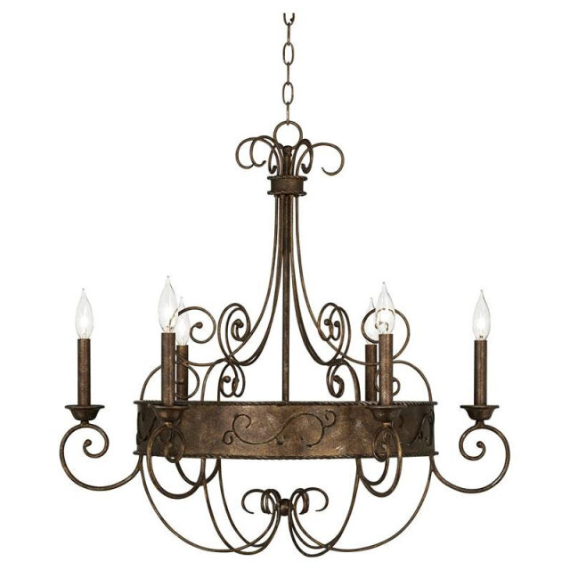 カンデーラ6灯シャンデリアライト（ラストブロンズ）｜アップ型