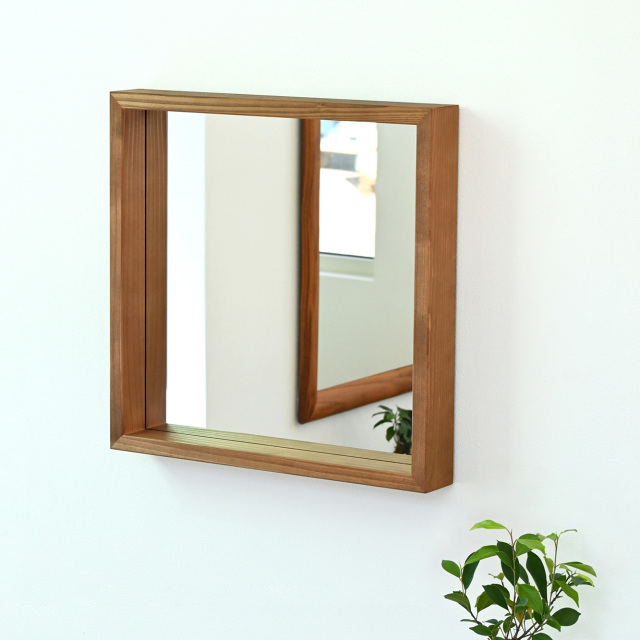 SENNOKI ボクシー 50x50cm 全2色 アンティーク調 壁掛けミラー 箱型