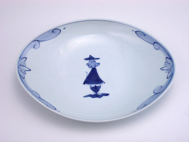 オランダ船舟型銘々皿 しん窯 青花