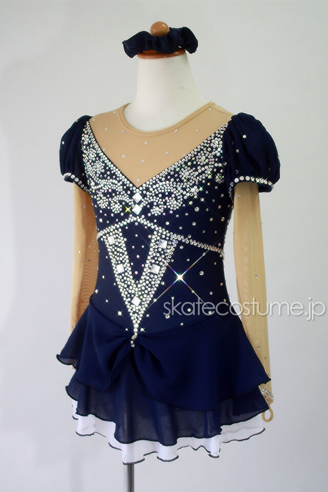 フィギュアスケート衣装・コスチューム VCT-048ネイビーxホワイト