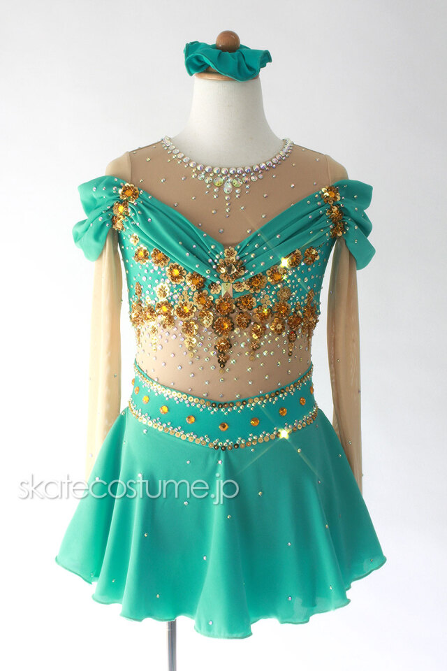 フィギュアスケート衣装・コスチューム VCT-065 ターコイズ 【スケート