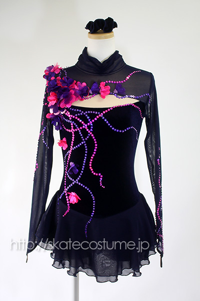 フィギュアスケート衣装 FRY-182ネイビー スケートコスチュームDD
