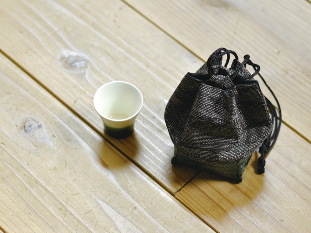 籠巾着「HAKO」シリーズ 玄 Gen /ぐい呑みいれ/ぐい呑み袋/小物