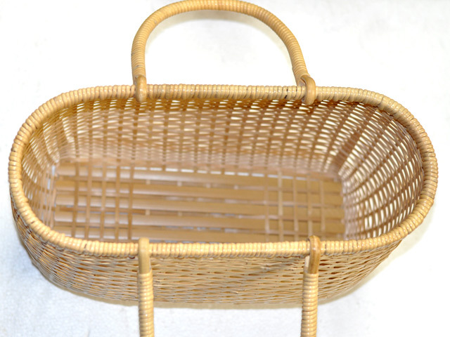 買い物かご 大－白/竹かご/かごバッグ/バスケットかご/国産/日本製 竹