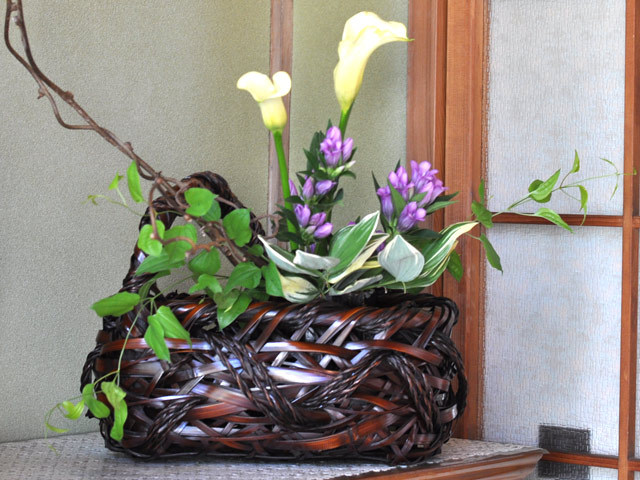 花籠 連山/インテリア/花入れ/華道具/花器/竹/国産/日本製 竹かご通販