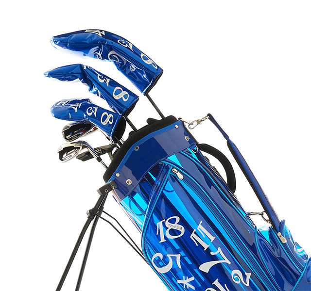 フランク三浦 スケルトン キャディバッグ 9インチ ブルー オレンジ